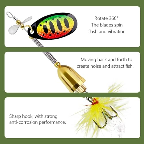 Tbuymax 10-Piece Spinnerbait & Rooster Tail Set – Freshwater & Saltwater