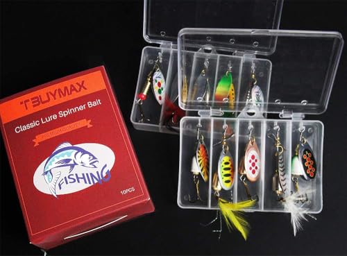 Tbuymax 10-Piece Spinnerbait & Rooster Tail Set – Freshwater & Saltwater