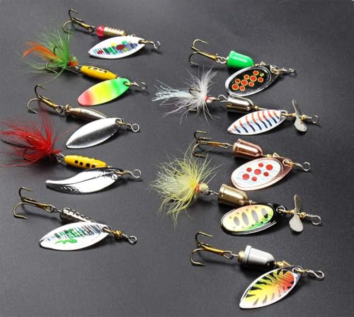 Tbuymax 10-Piece Spinnerbait & Rooster Tail Set – Freshwater & Saltwater