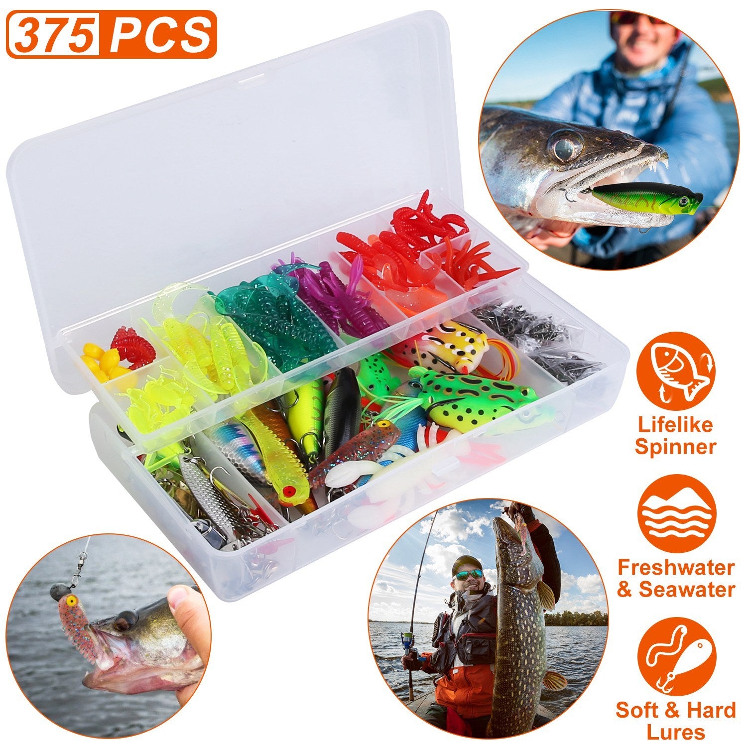 Doolittle & Fishmore 375-Piece All-Water Fishing Lure Kit