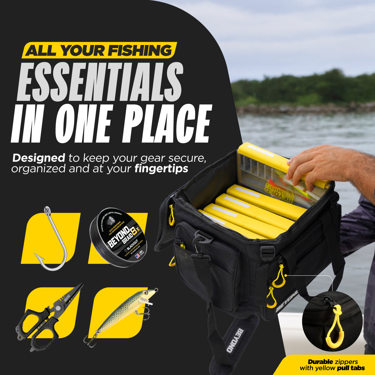 Beyond Fishing Hauler Tackle Bags  With or Without Tackle Box Available in Medium, Large, and Extra-Large