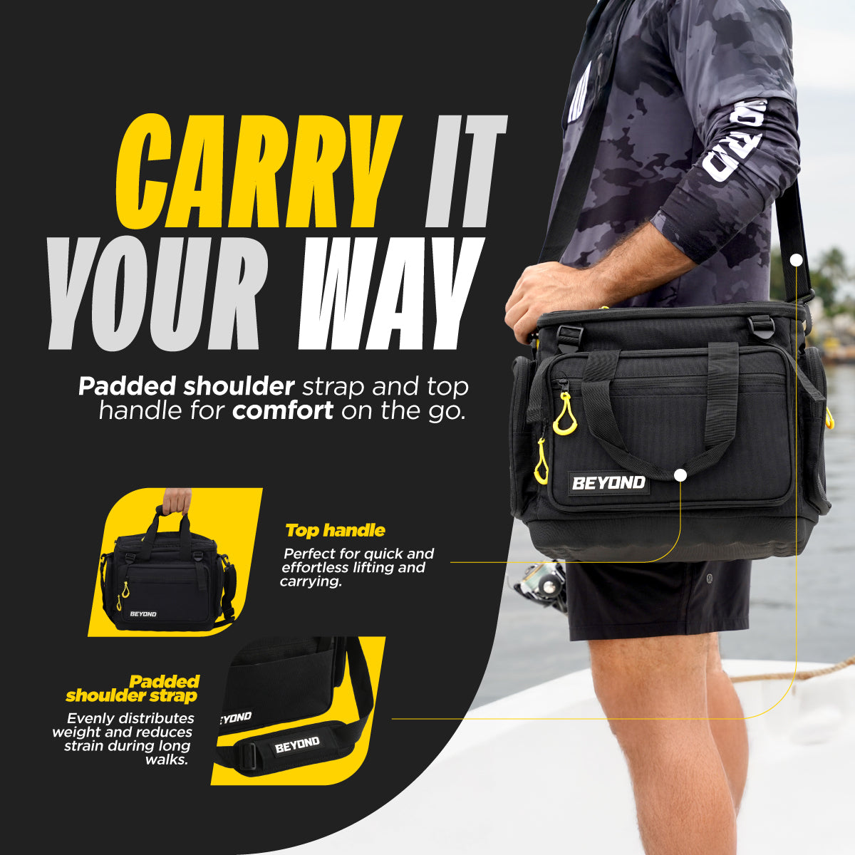 Beyond Fishing Hauler Tackle Bags  With or Without Tackle Box Available in Medium, Large, and Extra-Large