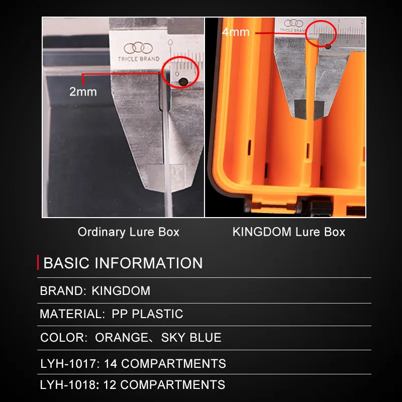 Kingdom Fishing Box – 12/14 Compartment Double-Sided Tackle Storage