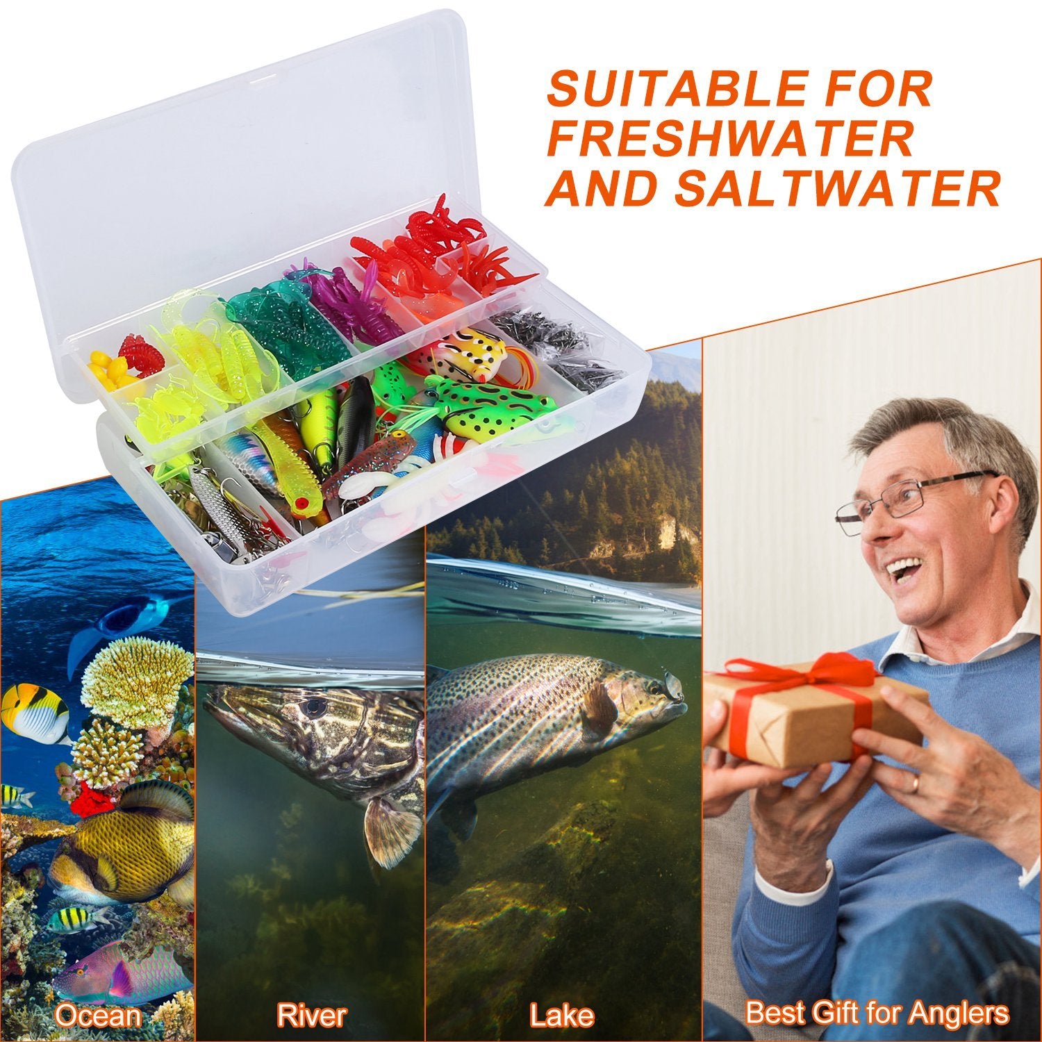 Doolittle & Fishmore 375-Piece All-Water Fishing Lure Kit